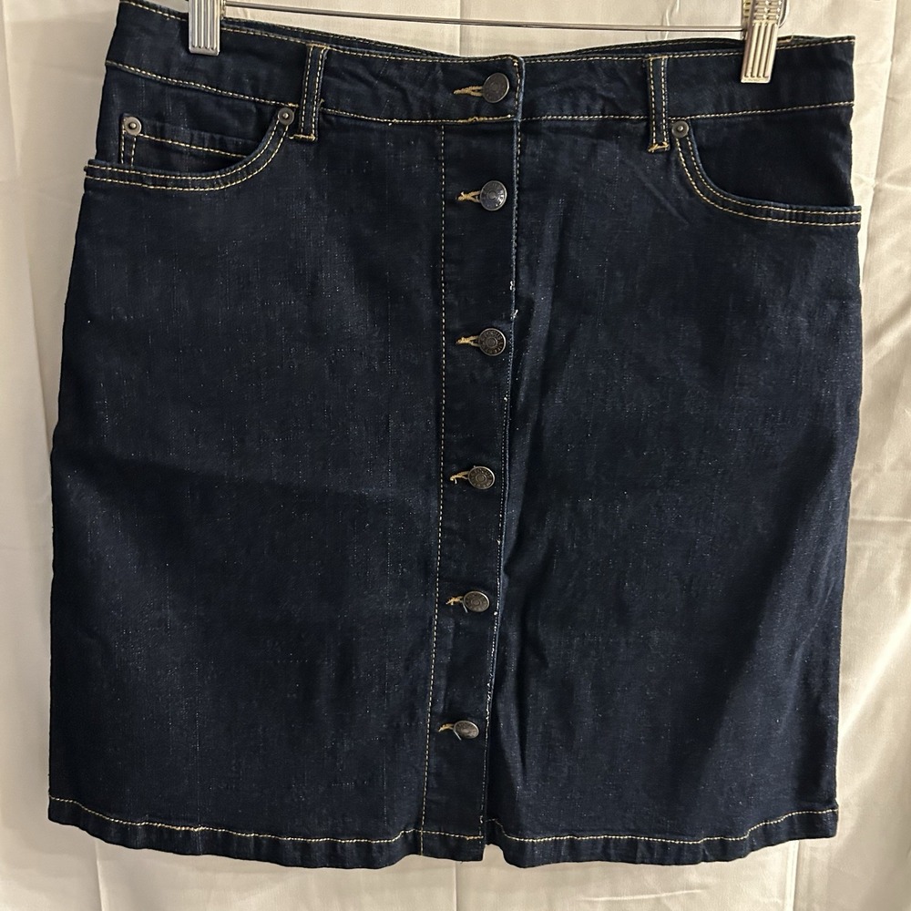 New Sz 8 Focus Life Style Blue Denim Button-Front A-Line Short Skirt #1686*15